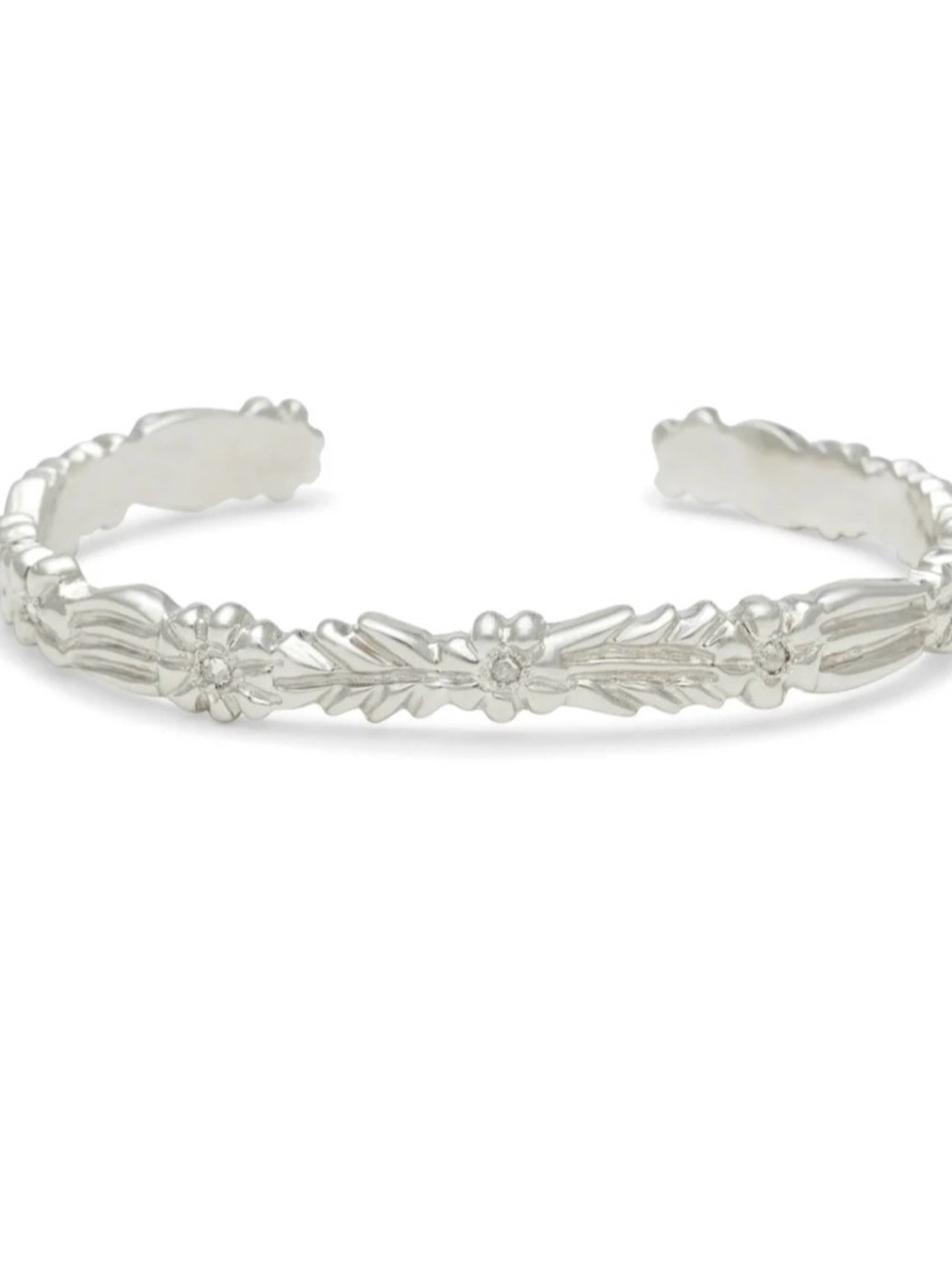 Elisa Solomon Flower Leaf Cuff Bracelet (sterling silver w/ diamonds)